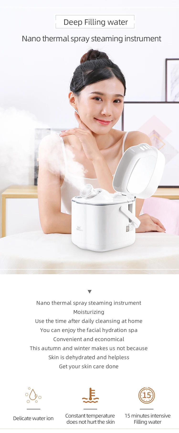 Home Portable Clothes Garment Steamer Multi Functional Handheld Electric Steam Iron Ceramic White Facial Steamer Ionic KSKIN/OEM