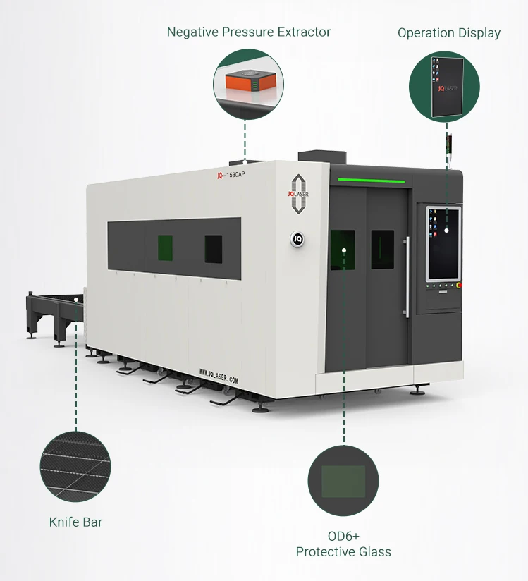 Industrial 3000w 6000w double platform enclosed fiber laser cutting machine for metal aluminum sheet