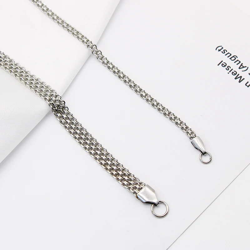 Good Quality Jewelry Stainless Steel 18K Real Gold PVD Plated 3mm 6mm Layered Flat Net O Chain Necklace Mesh Chain Necklace