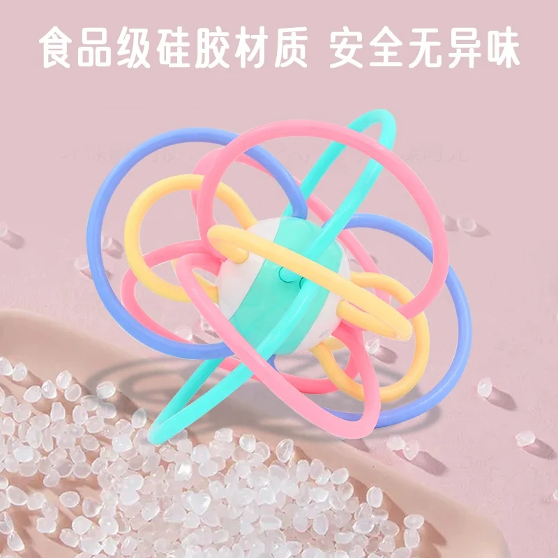 Hot Sell Baby Rattle Sensory Teether Ball  Teether Toys Activity Rattles Ball Grab Chew Shake Teething Manhattan Ball For Kids