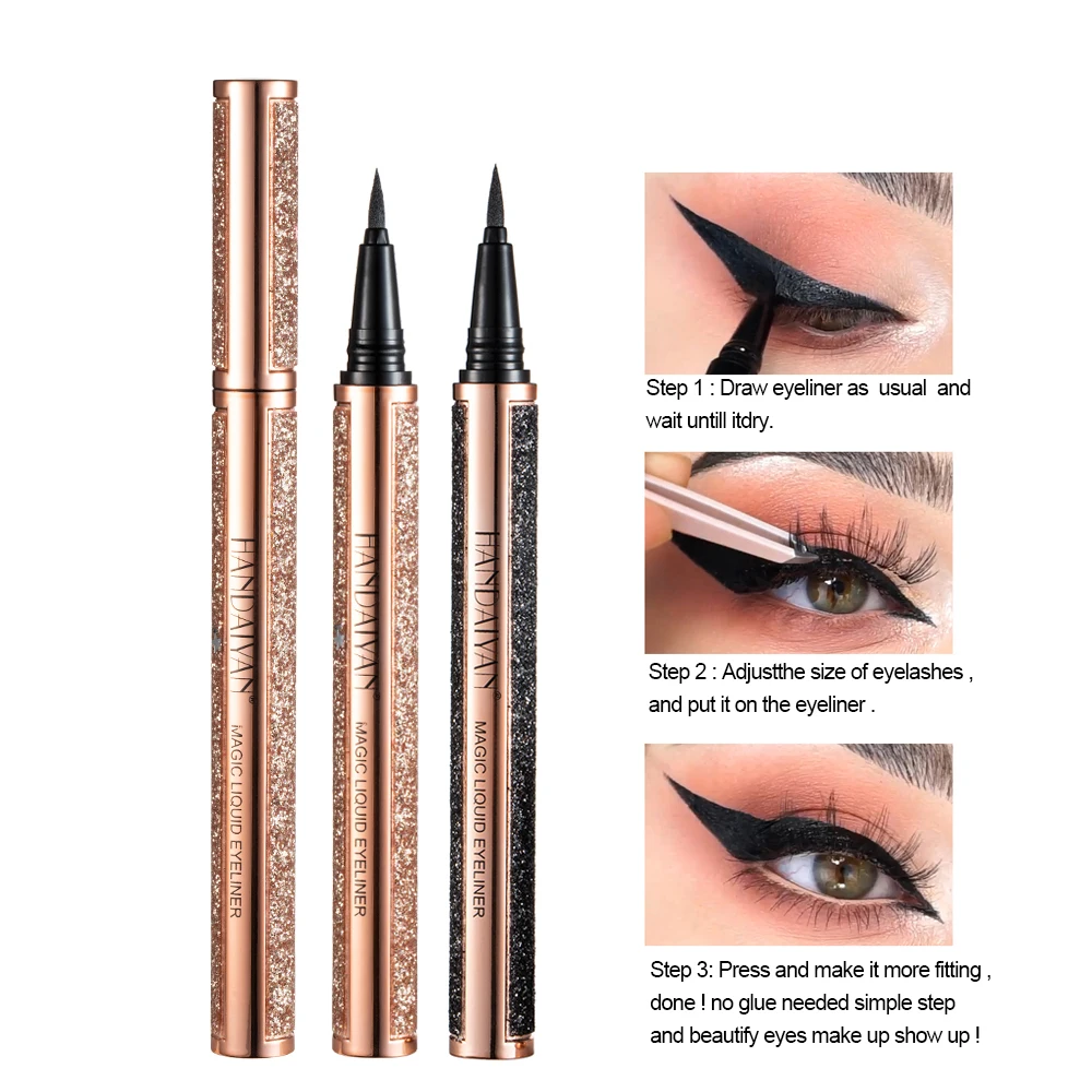 HANDAIYAN 2 in 1 Eyeliner Glue Pen Black Eyelash Eyeliner Waterproof Eye Pencil Make Up Makeup Cosmetic Wholesale