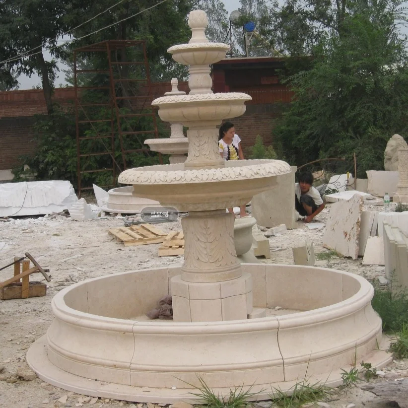 Garden Decoration White And Red Marble Garden Water Famale Lady Statue Fountain In Stock