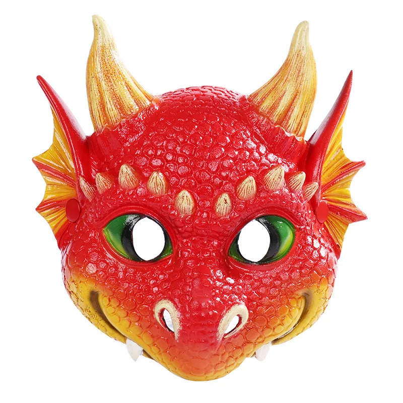 High Quality Halloween Realistic Latex Dinosaur Mask Moving Jaw Ice Dragon Custom Parties Light Carnival
