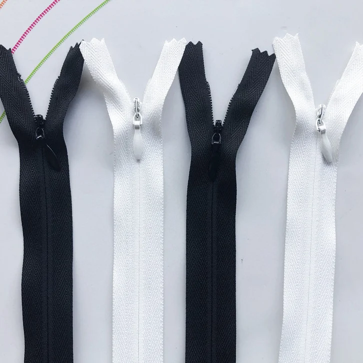 Wholesale fabric edge black and white spot dress pillow mattress accessories 3# invisible zipper