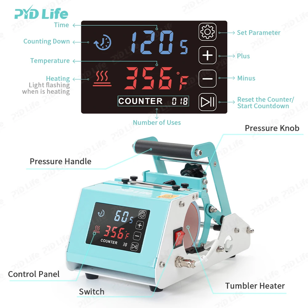 PYD Life 30oz Automatic Mug Tumbler Heat Press Machine Sublimation Tumbler Heat Press Machine All In One With 30oz Heater Parts