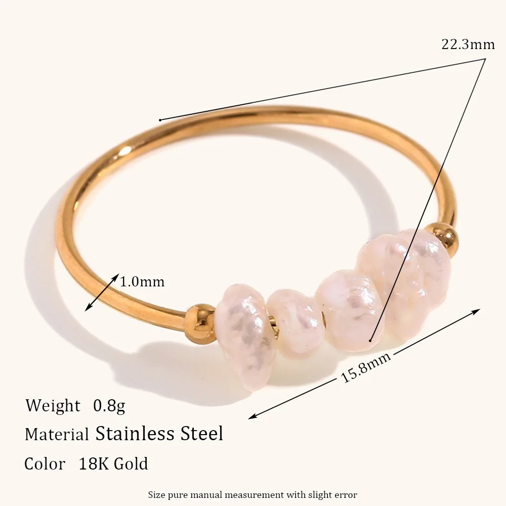 New Fashion High Quality Jewelry Explosive Ring Jewelry Stainless Steel Plated 18K Fine Crushed Freshwater Pearl Ring