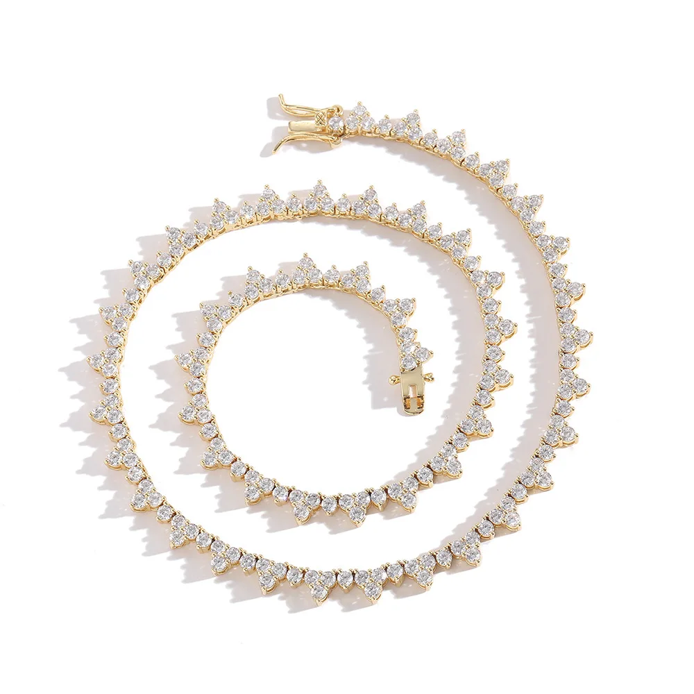 Factory Direct Gold Cross Pattern Necklace with Diamond Zircon Spring Buckle Trendy Heart Tennis Design for Ladies for Weddings