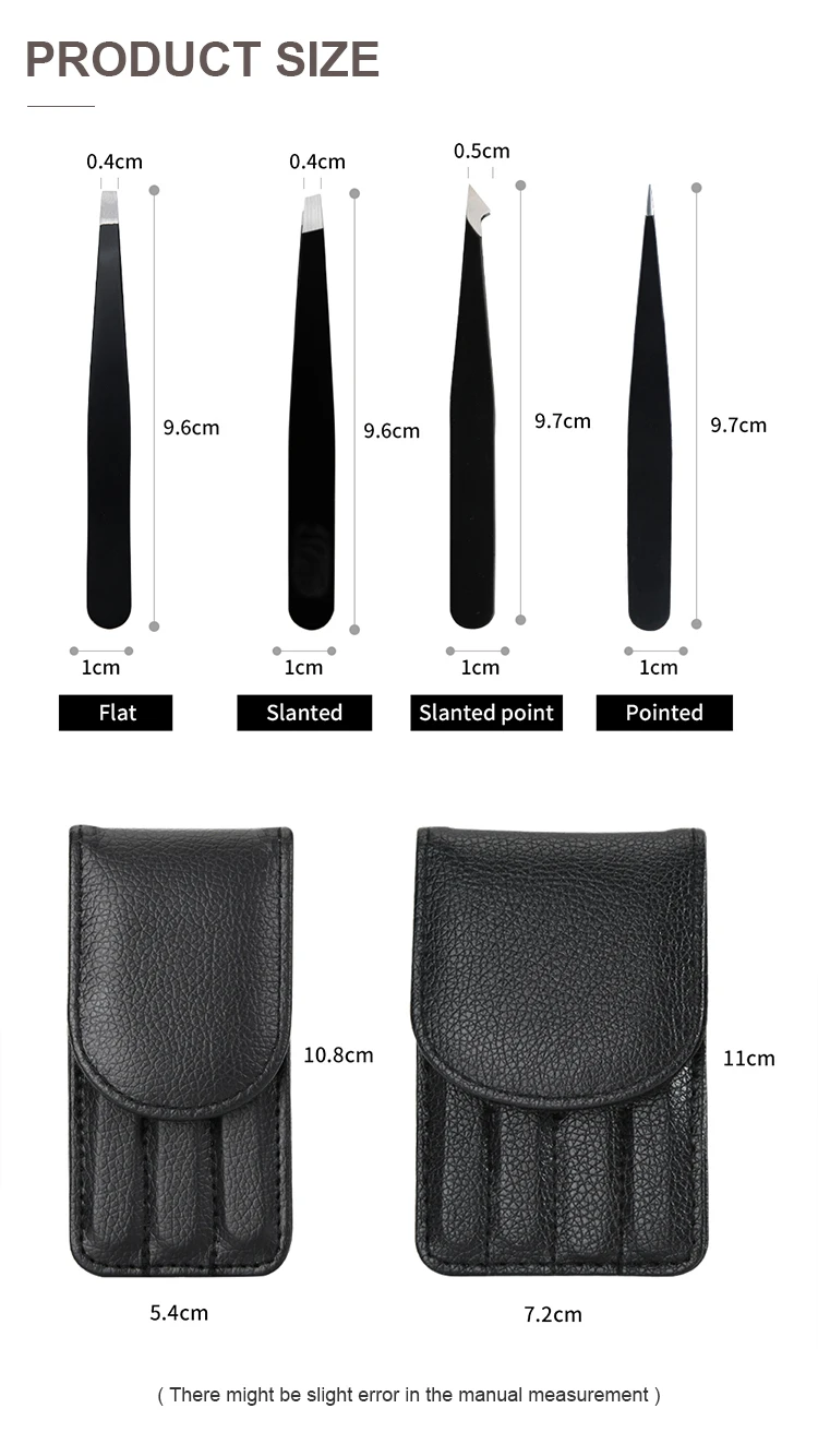 Pink Stainless Steel Professional Precision Multifunction Slanted Pointed 4 Piece Set Of High Quality Eyebrow Tweezers