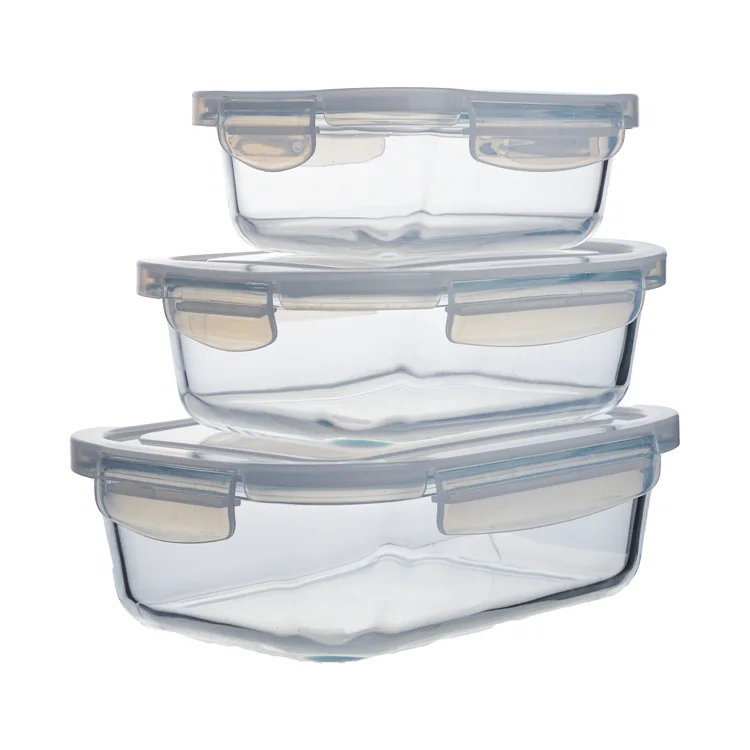 Ultra Large Capacity Exquisite Square Glass Containers For Food Storage High Borosilicate Glass Food Bento Lunch Box With lids