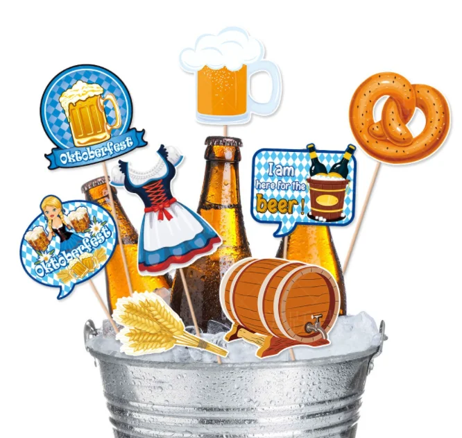 Happy Oktoberfest party photography photo props banners Sign glasses set for Oktoberfest German Octoberfest party decor supplies
