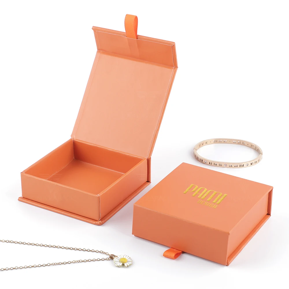 Wholesale Jewelry Box Book Gift Orange Packaging Flip Top Magnetic Boxes Shaped Like Books Custom Logo Vintage China Paper