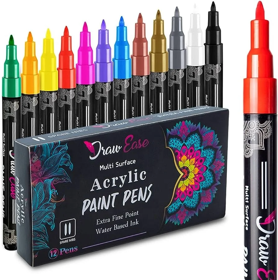 Best Acrylic Paint Pen Set Acrylic Marker Pen Art Set Graffiti Paint Markers for Rock Painting, Canvas, Wood