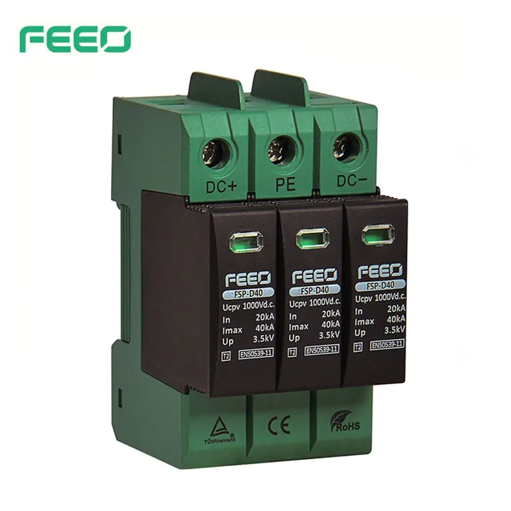  FSP-D40 3P 1000V 20-40KA DC PV Освещения устройство защиты от перенапряжений перенапряжения для Защита солнца с CE & сертификат безопасности материала (TUV