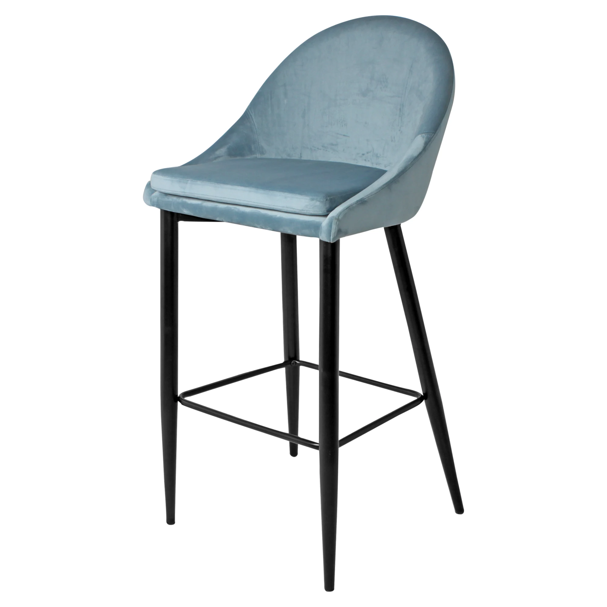 Cheap indoor italian light blue velvet bar stool chair modern with back