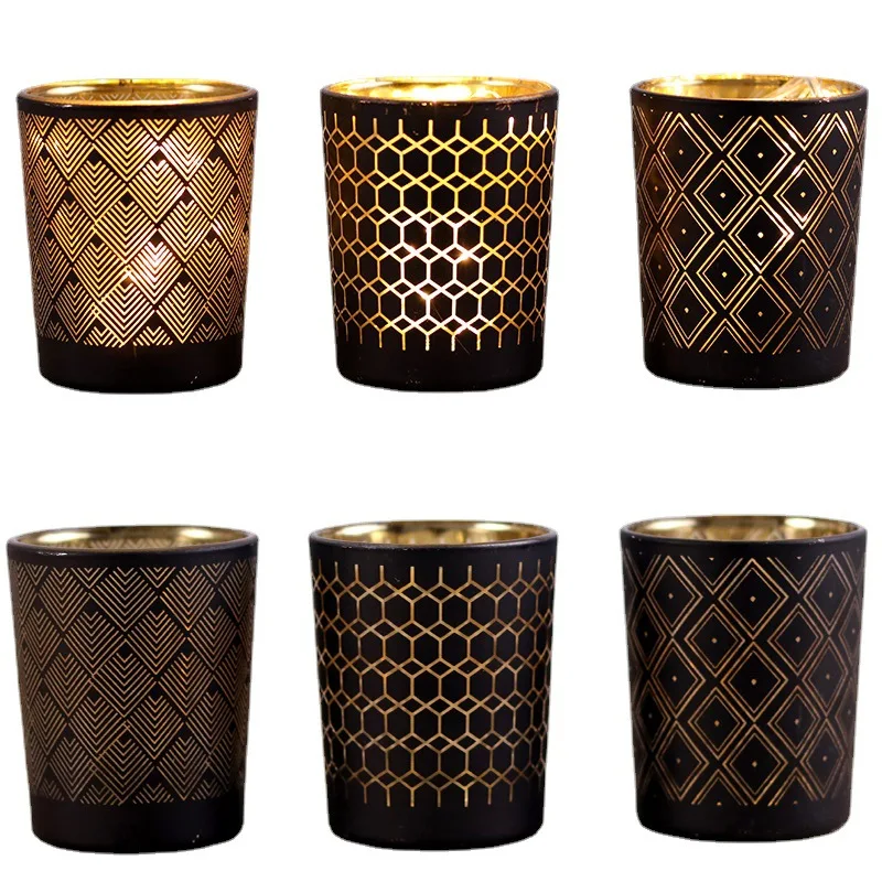 Hot Selling Australian Vogue 7oz 10oz 14oz Black Electroplated Colored Glass Candle Jars in Bulk