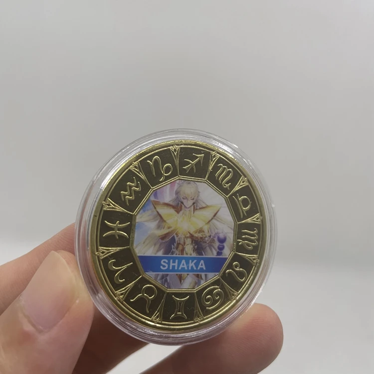 Japan Anime 12 Constellations Saint Seiya Constellation Toy Collection Metal Gold Coin