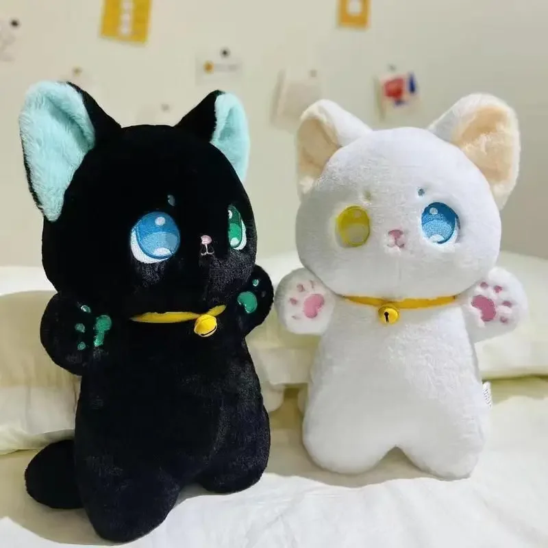 25cm Grab Stuffed Animal Patung Dolls Children Toys Gifts Kids Black and White Cat Plush Toy