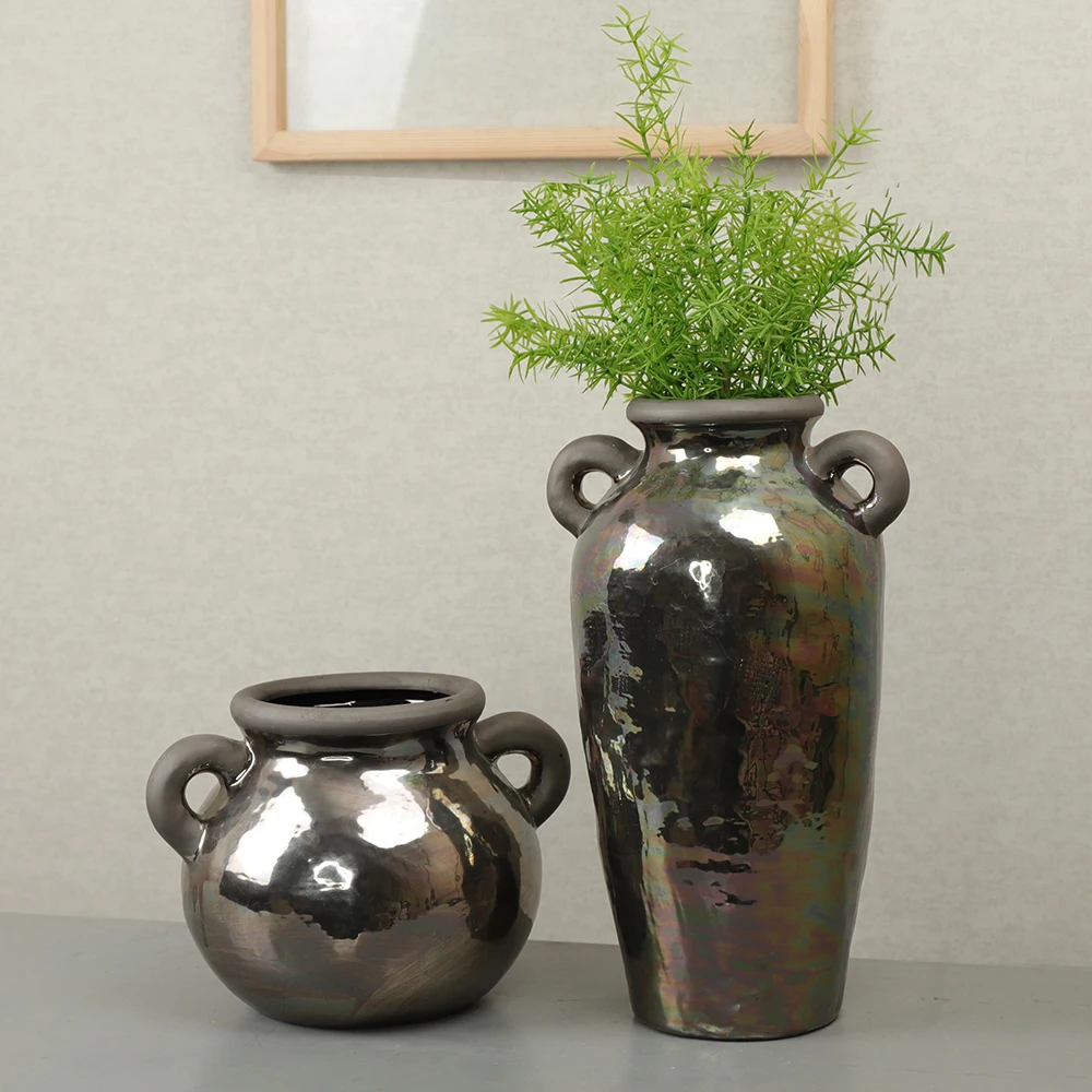 High Grade Black Decorative Ceramic Flower Vase Home Decor Vase Ceramic Flowers