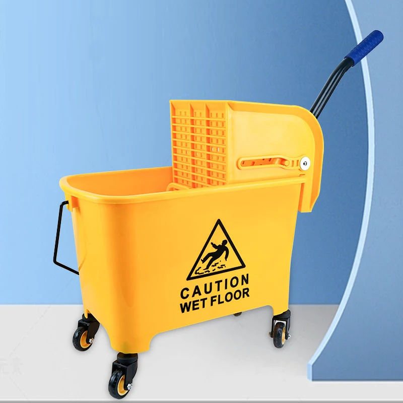 Manufacturer Plastic Double Bucket Plastic Cleaning Trolley Set Plastic Standard Pressed double bucket mop wringer