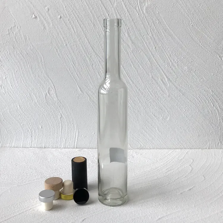 375ml Tall Long Neck Frost Oslo Cork Sealed Whiskey Glass Ice Wine Bottle With PVC Heat Shrink Capsule