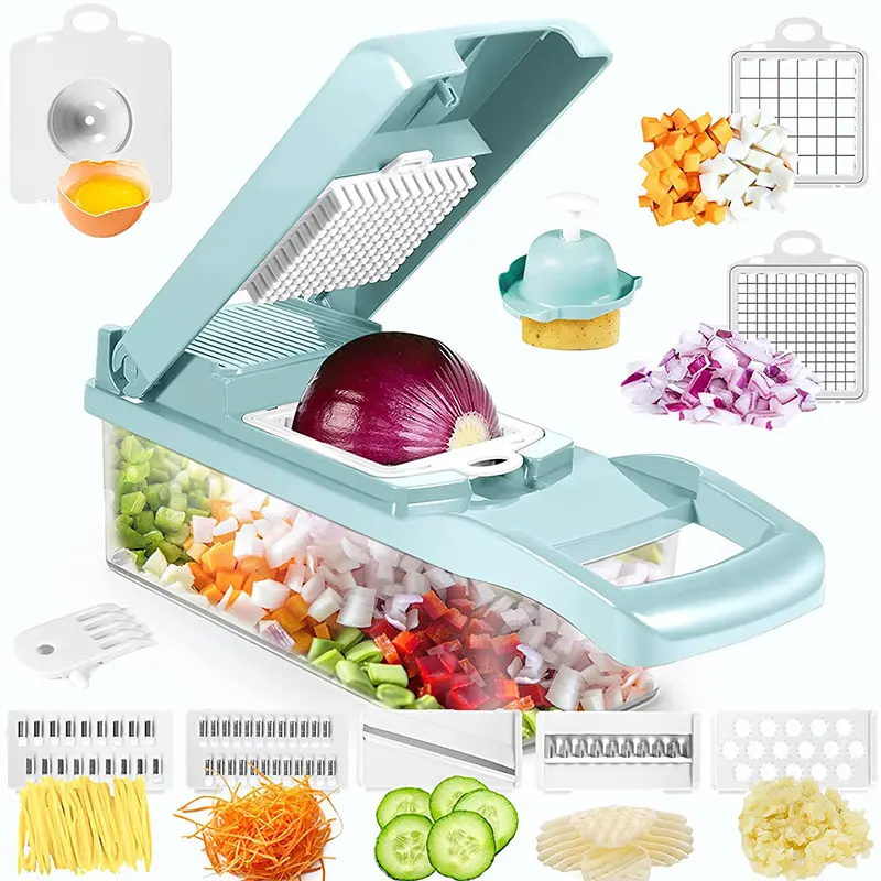 Amazon Top Seller 2021 Kitchen Fruit Multi Cutter Chopper Sheet Wave Grater Sizzer Vegetable Slicer