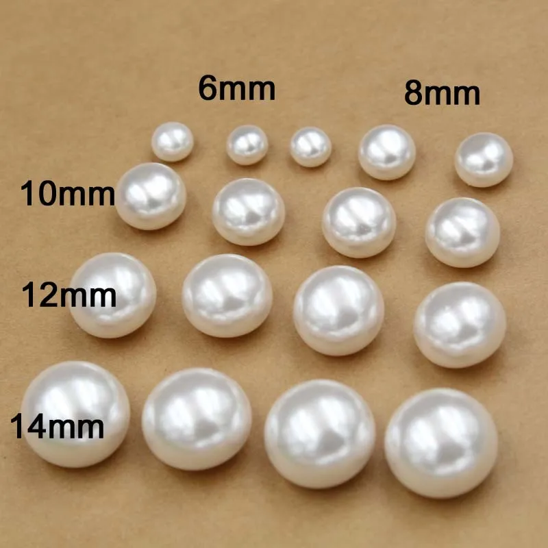 Imitation shell bread loose beads flat round flat-bottomed buns pearl half-hole DIY clothing accessories pearl accessories