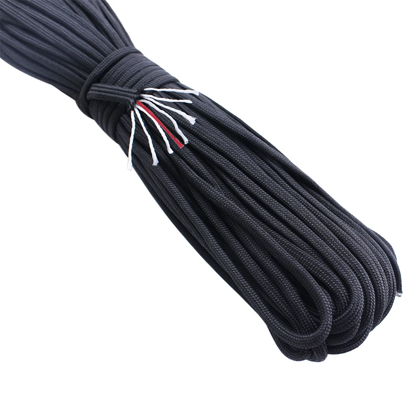 100ft Bushcraft 550 Parachute Rope Survival Red Tinder Fire Cord Paracord