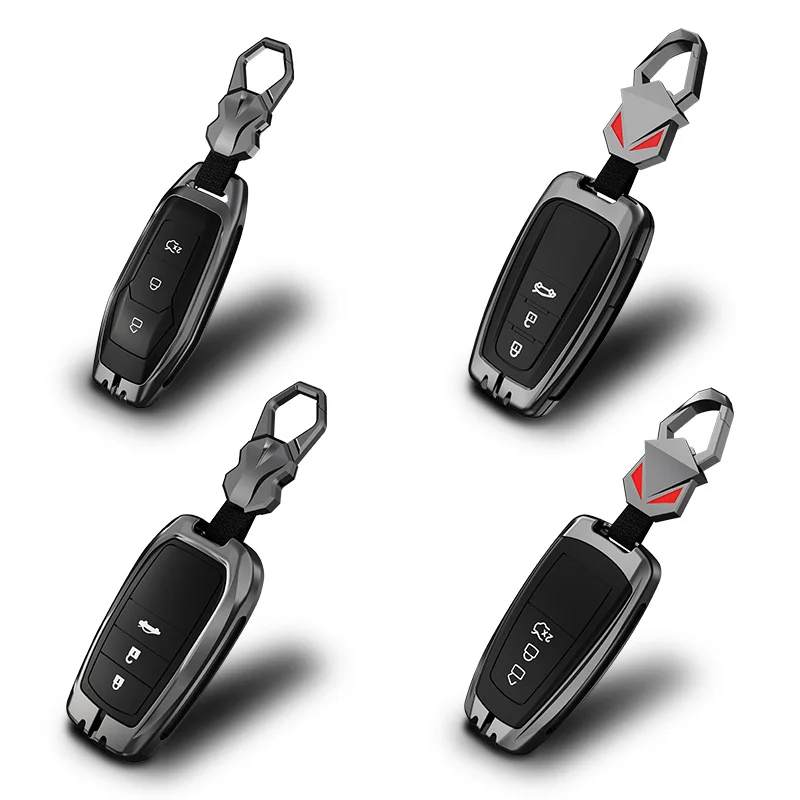 Metal Leather Car Custom Logo Key Cover For Hyundai Solaris ix35 ix45 ELANTRA Santa Fe HB20 Verna HY15/HY20/TOY40 Blade Keychain