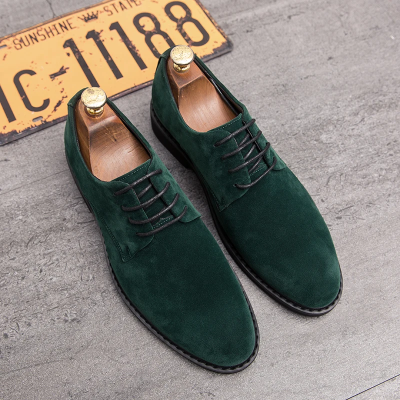 Low Cut Casual Classic Wedding Shoes Business Formal Lace-ups Durable Men Suede Leather Shoes
