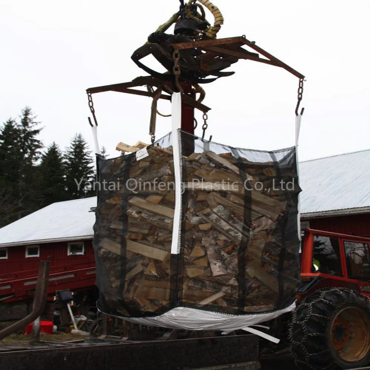 Low Cost Breathable FIBC Big Bag Canvas Firewood Plastic Ventilated Bulk Net Mesh Jumbo Packaging Bags for Sale