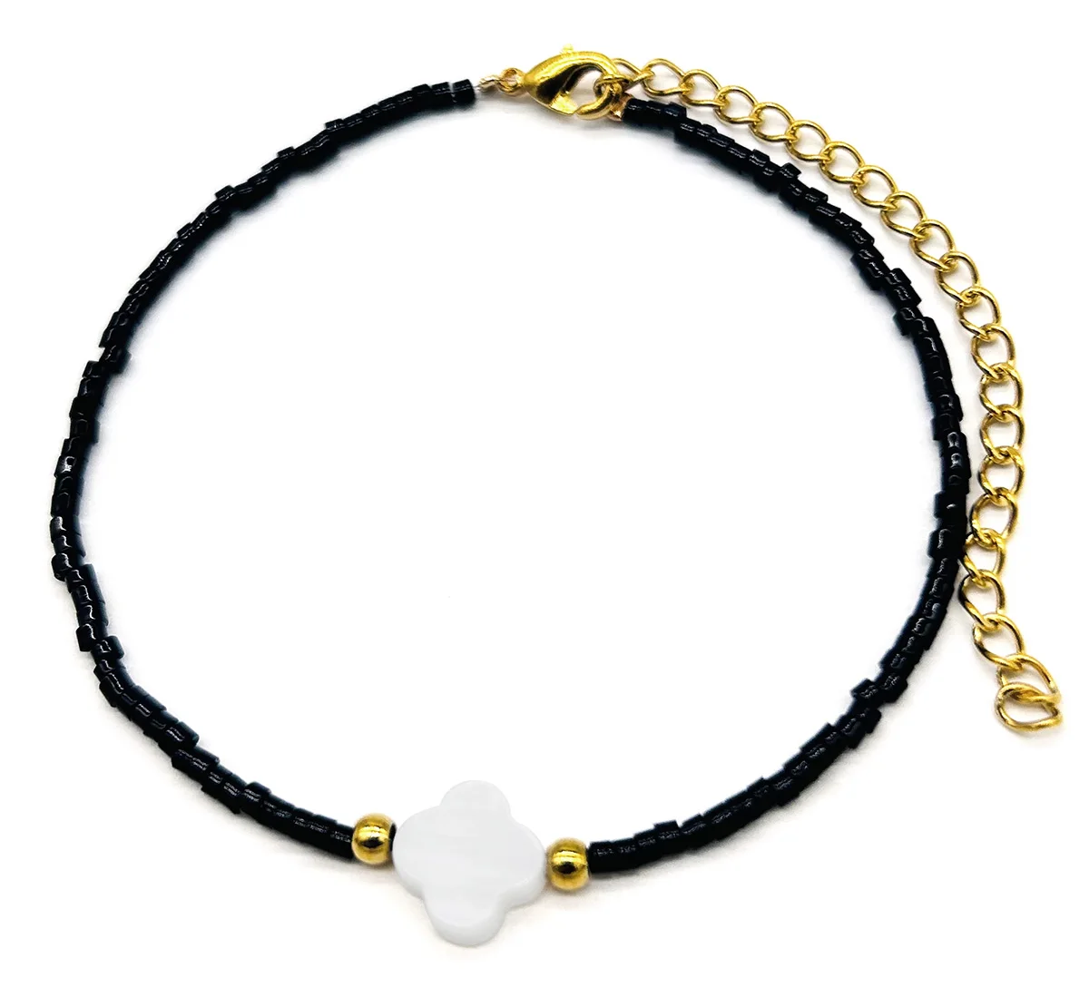 B103-045 Halo women fashion jewelry handmade mini beads gold stainless steel cheap girls shell clover bracelet