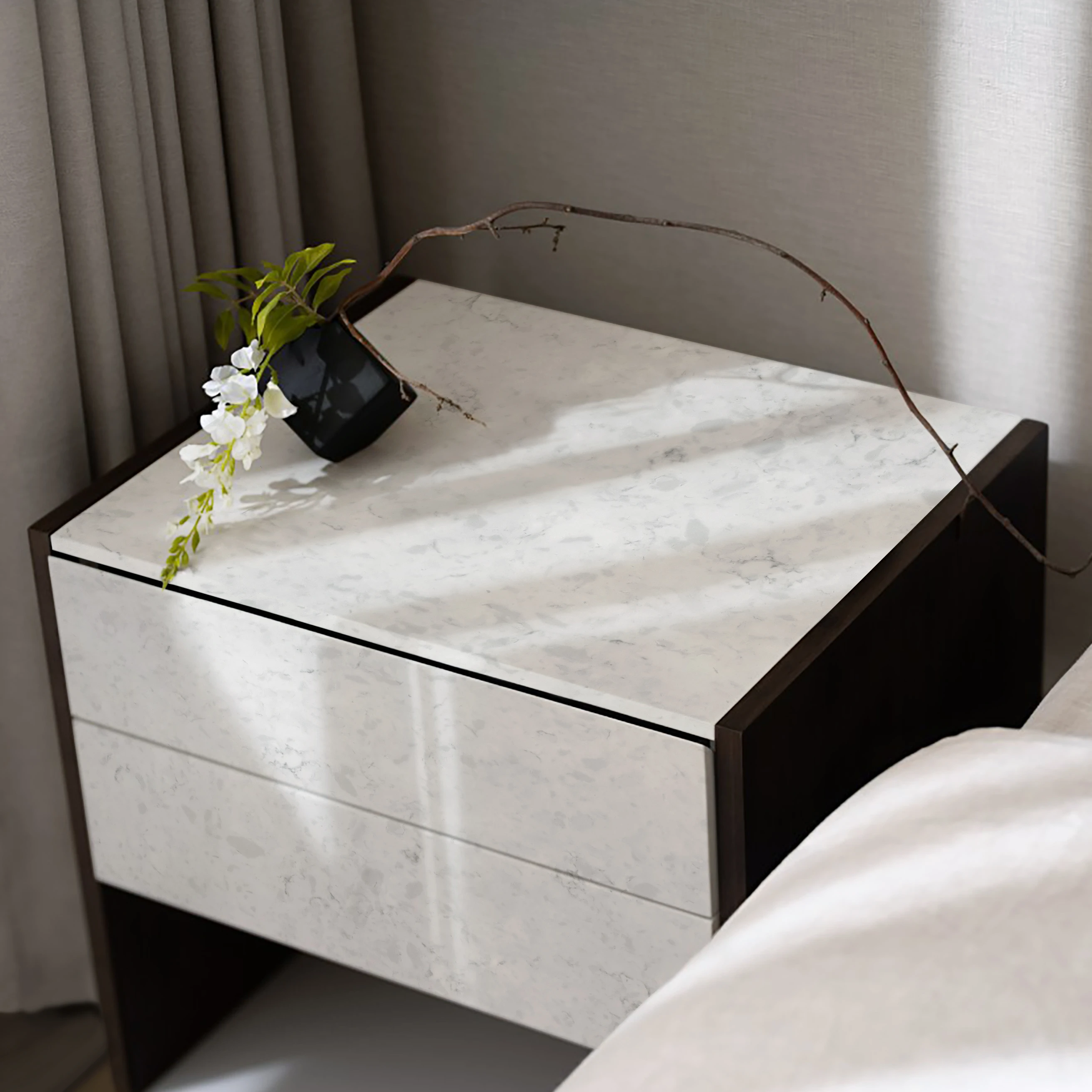 Новый дизайн полный корпус искусственный мрамор ночной столик прикроватный