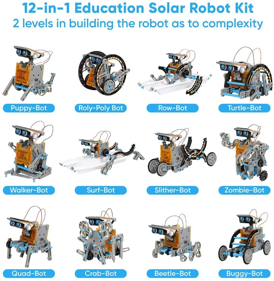 Обучающие игрушки-роботы на солнечной батарее STEM 12 в 1 набор для самостоятельного строительства научных экспериментов детей от