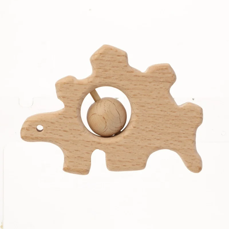High Quality beech wood rattles lovely animal shape rattle nursiing chewable baby wooden rattles toys