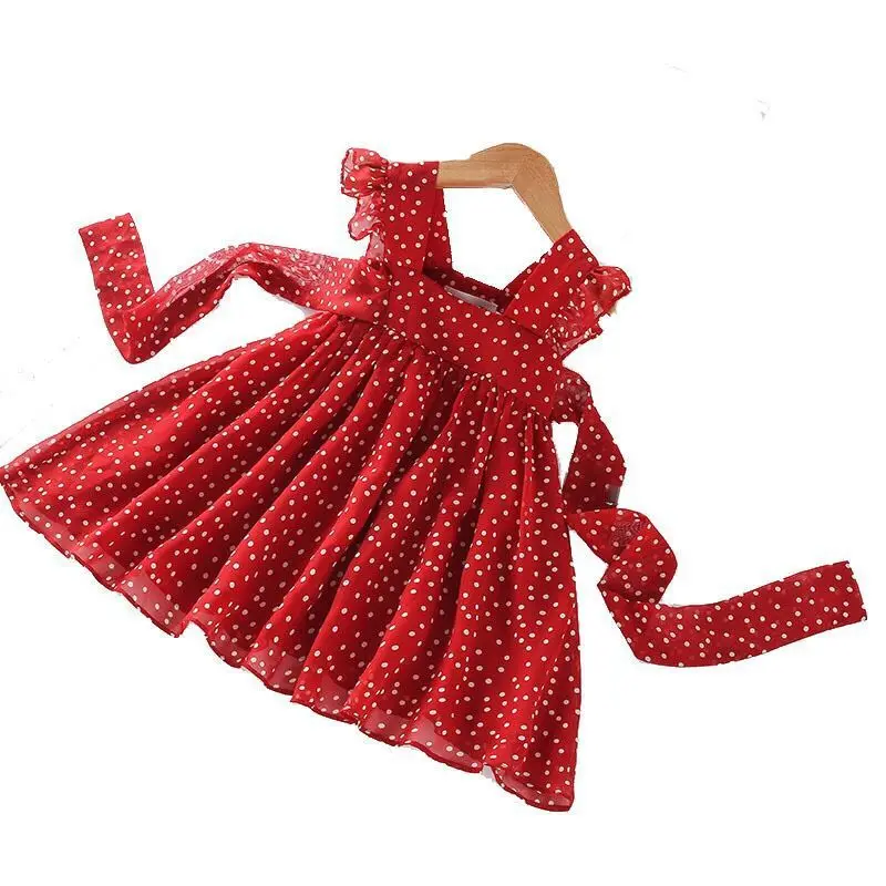 Red Christmas Dress for Girls Bow Toddler Kids 1st Birthday Party Gown Elegant Princess Dot Tutu Baby Girl Wedding Prom Dresses