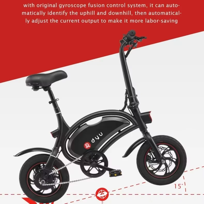 Free Shipping DYU D3F Electric City Bike 250w 36V 14 Inch Folding Electric Bicycle Adult 40KM Long Range Ebike US EU Warehouse