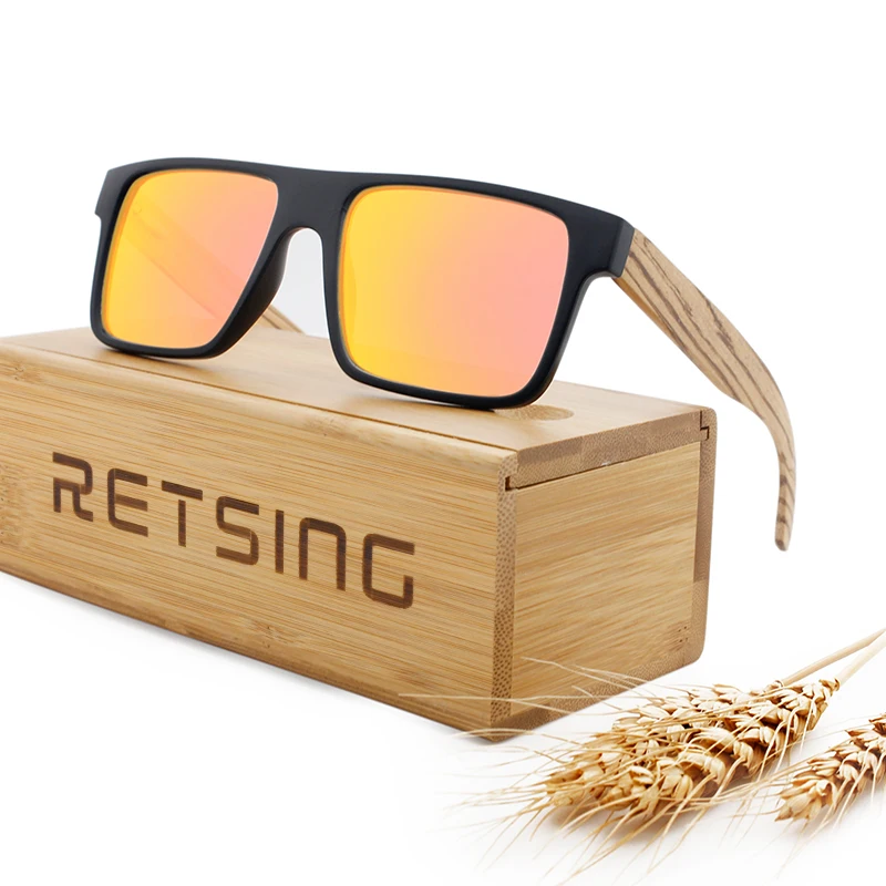 Cheap plastic large frame mens polarized sunglasses bamboo custom logo handmade wooden sunglasses