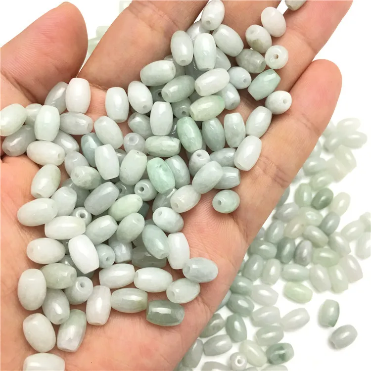 Wholesale small jadeite barrel loose bead 6*9mm mayanmar burma jade beads for diy jewelry