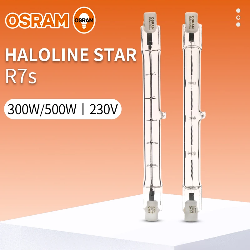 OSRAMHALOGEN Вольфрамовая двухсторонняя 230 В 300 Вт 500 кварцевая галогенная R7S Лампа 2900K теплый белый