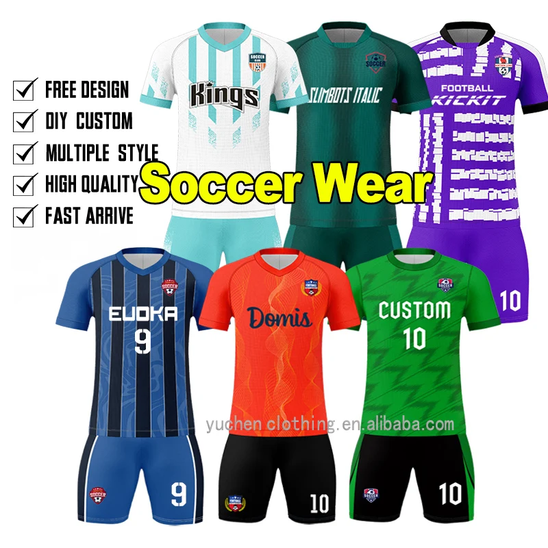 High Quality Custom Sublimated Soccer Jersey Set Kids Football Jersey Wholesale Youth Soccer Uniforms