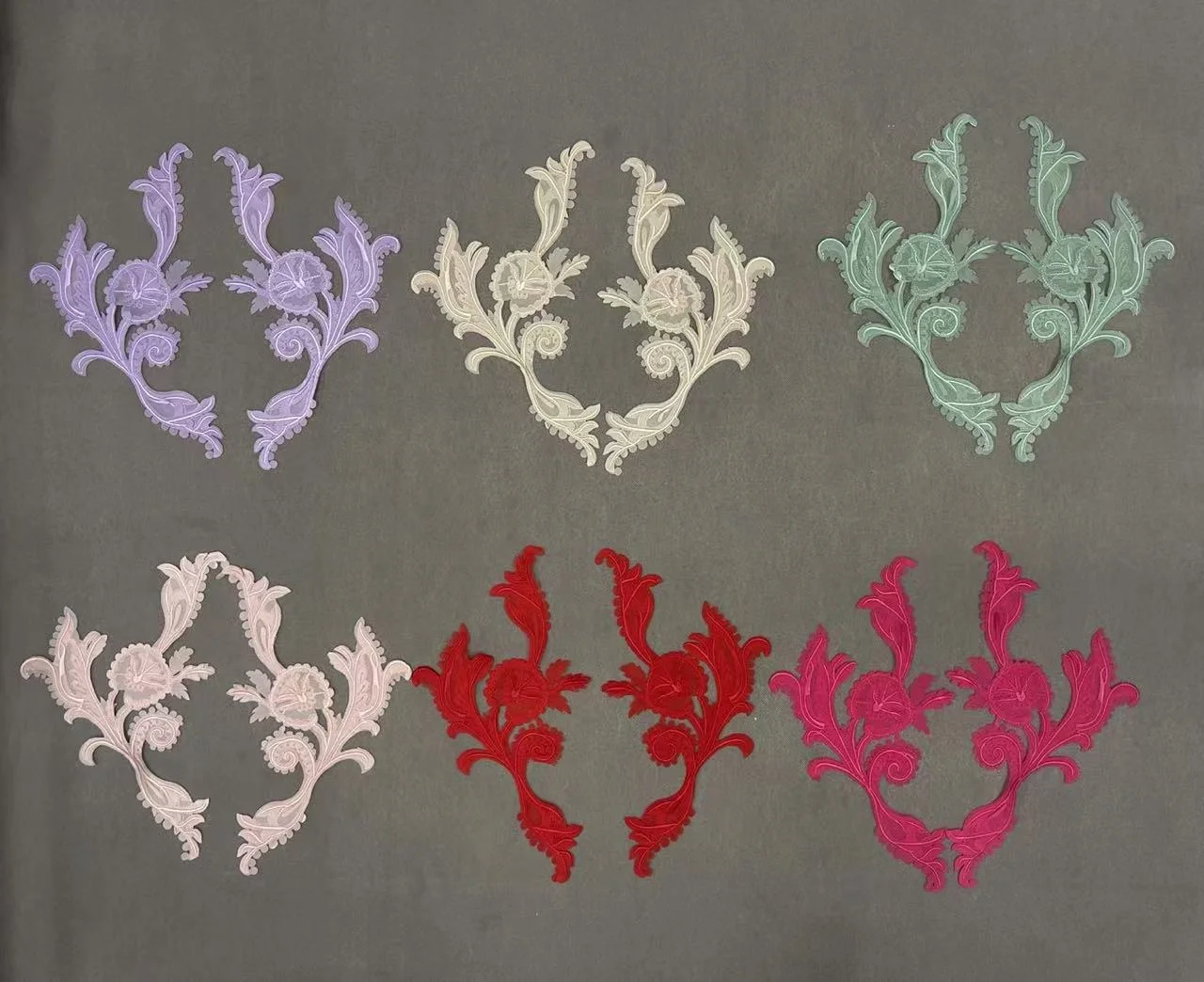 ZSY Custom flower Shape accessories Applique guipure Lace Fabric Pair Patch For DIY