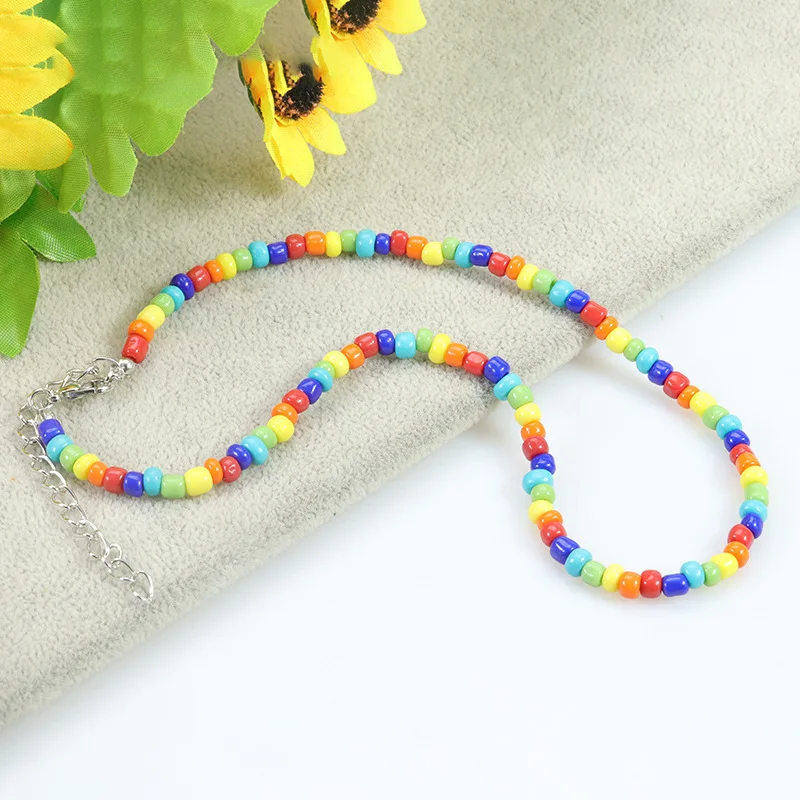 New Boho Beads Rainbow Collar De Moda Necklace Colorful Bead Choker Ethnic Handmade Women Fashion Jewelry Accessories