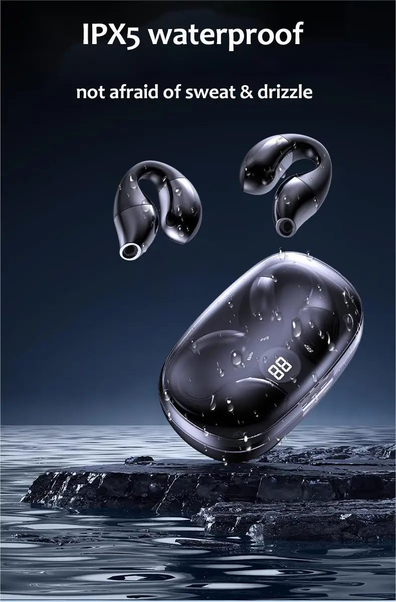 TWS Air Conduction Headphone BT5.3 Wireless Earphones Denoising Earbuds With Ear Clip