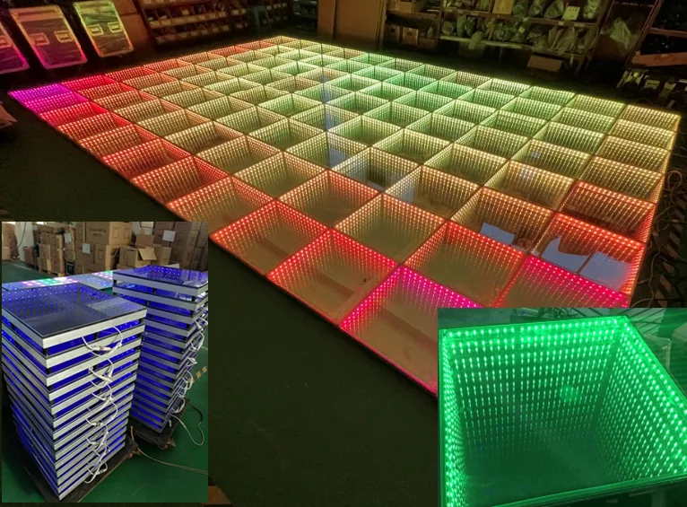 High Quality LED 3D  Mirror Dance Floor Tiles Lighting for Events
