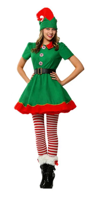  Children men women Christmas Halloween adult elf green family parent-child cosplay costume