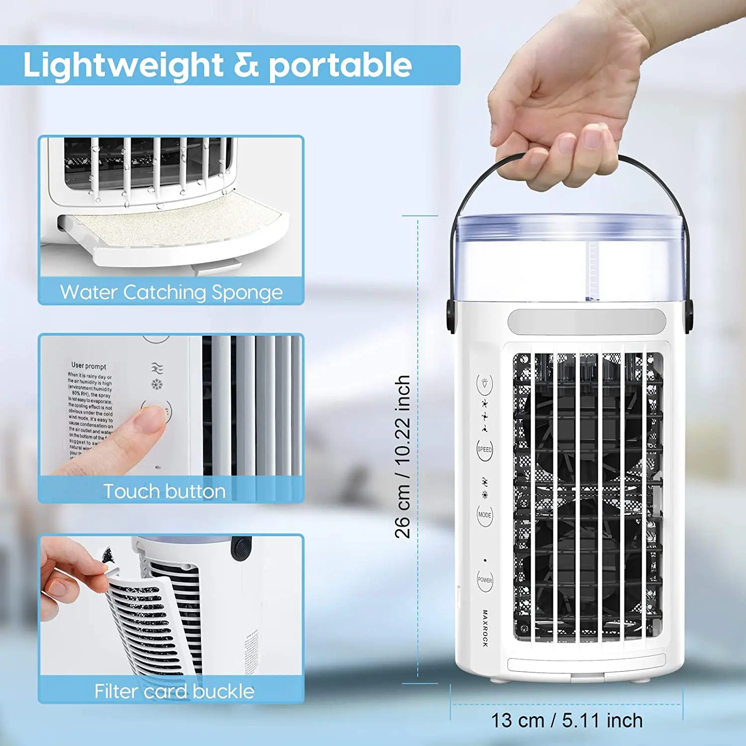 Cooling air fan blade tower water mist fans cooling adjustable speed portable no batteries tower cooling fan