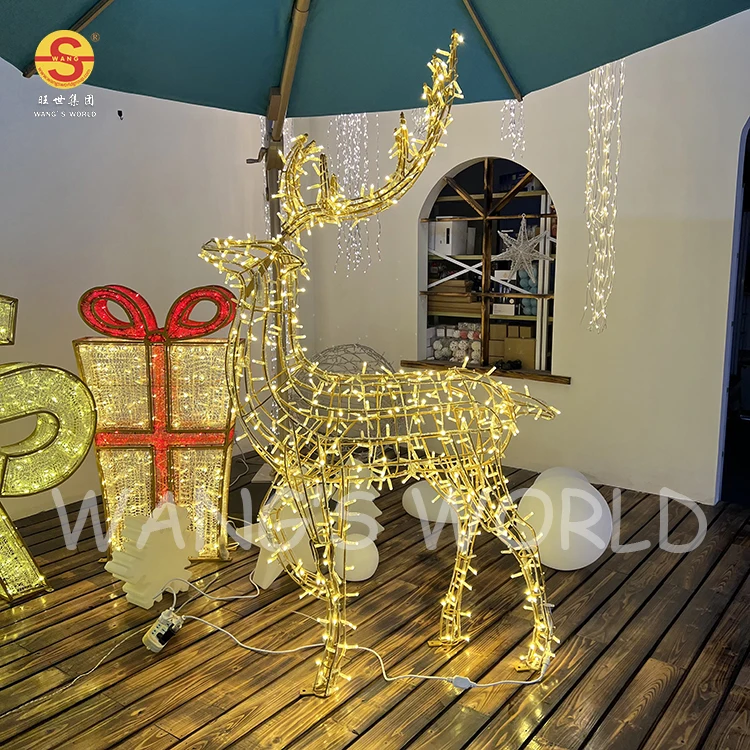 2m Height 3D Reindeer LED Motif for Home Decoration Xmas Wedding Holiday Street Outdoor Christmas Light for Home Decoration