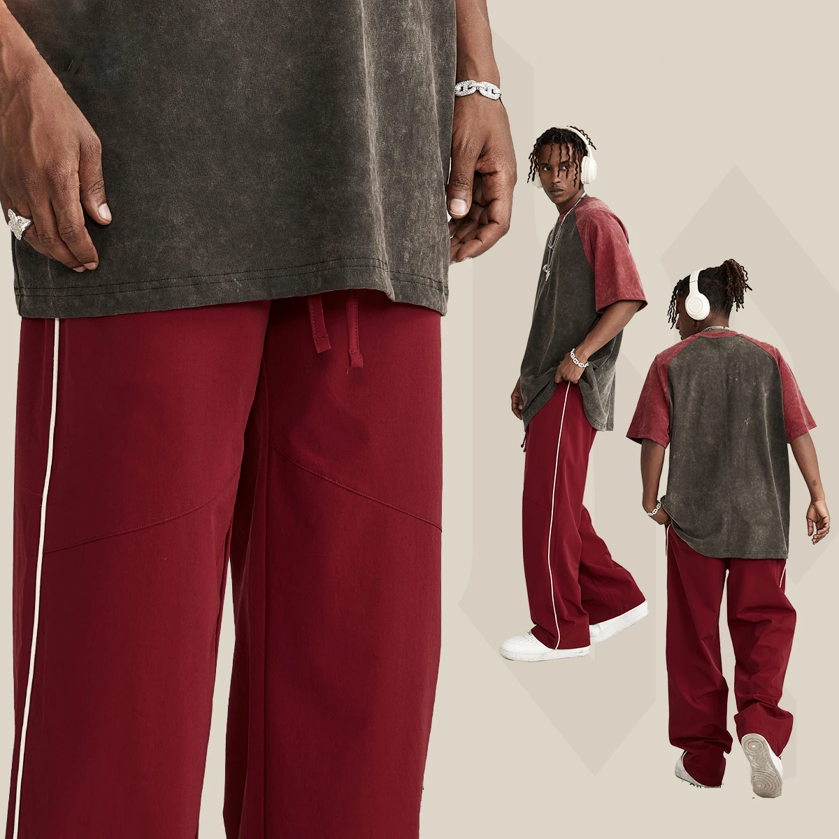 Mens Loose Cargo Baggy Hip Hop Long Pants Trousers Streetwear Pants Long Casual Workout Outwear Cargo Long Pants Custom Slogan