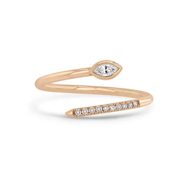 925 Silver Jewelry Korean Ring Custom Light Luxury Unique Custom 18K Gold Plated Zircon Snake Shape Adjustable Ring for Women
