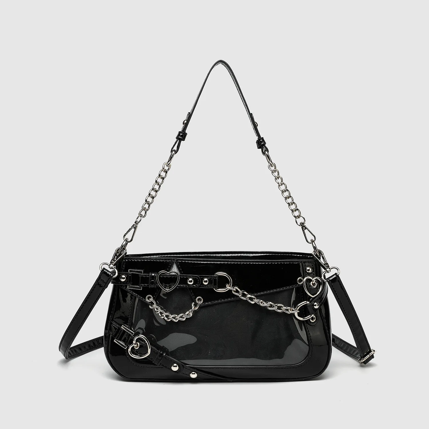 Custom Shape Ita Bag Gothic Style Custom Clear Chain Ita Bag WIth Pin Insert